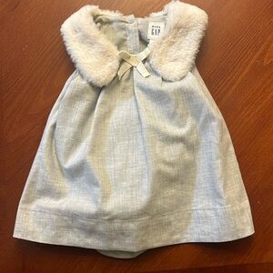Baby Gap Dress Grey A Line Faux Fur 0-3 Months NWOT